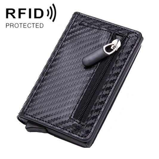 Automatic Cartridge Male Ladies Stainless Steel Credit Card Package RFID Business Card Box(Carbon Fiber Black) - Antimagnetic RFID Package by buy2fix | Online Shopping UK | buy2fix