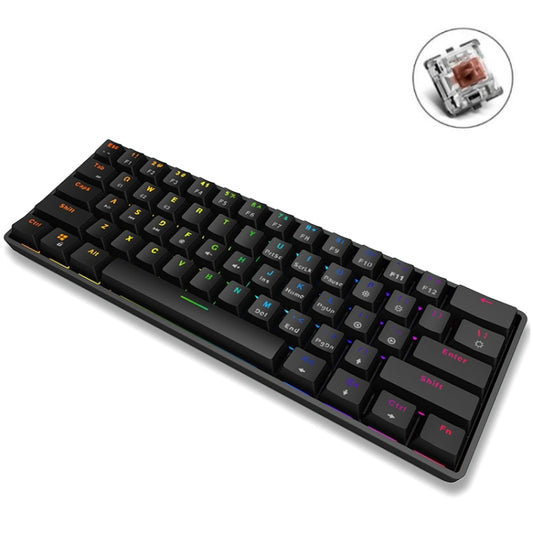 LEAVEN K28 61 Keys Gaming Office Computer RGB Wireless Bluetooth + Wired Dual Mode Mechanical Keyboard, Cabel Length:1.5m, Colour: Tea  Axis (Black) - Wireless Keyboard by LEAVEN | Online Shopping UK | buy2fix