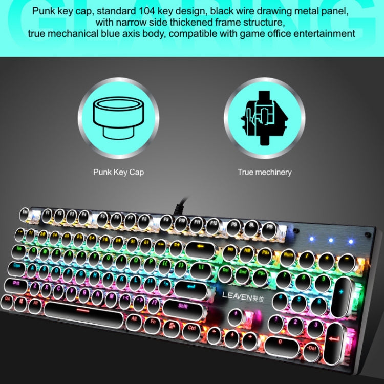 104 Keys Green Shaft RGB Luminous Keyboard Computer Game USB Wired Metal Mechanical Keyboard, Cabel Length:1.5m, Style: Punk Word Through Version (White) - Wired Keyboard by buy2fix | Online Shopping UK | buy2fix