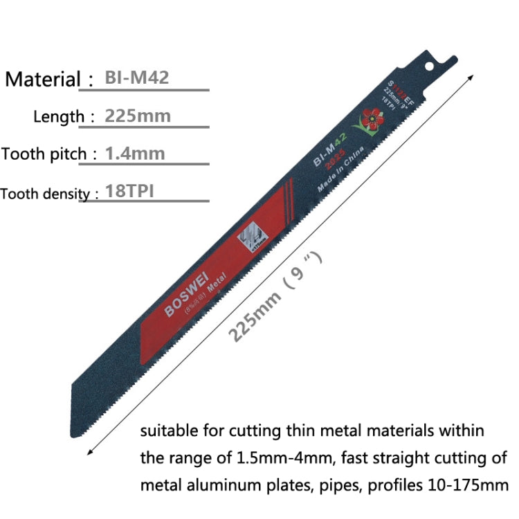 S1122EF BOSWEI Hardcore Reciprocating Saw Strip Fine Teeth Saber Saw Blade Metal Plastic Wood Bimetal Curve Saw Blade - Electric Saws & Accessories by BOSWEI | Online Shopping UK | buy2fix