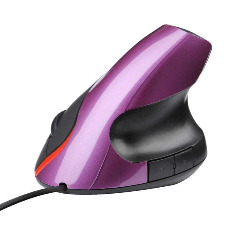 JSY-12 5 Keys USB Wired Vertical Mouse Ergonomic Wrist Brace Optical Mouse(Purple) - Wired Mice by buy2fix | Online Shopping UK | buy2fix