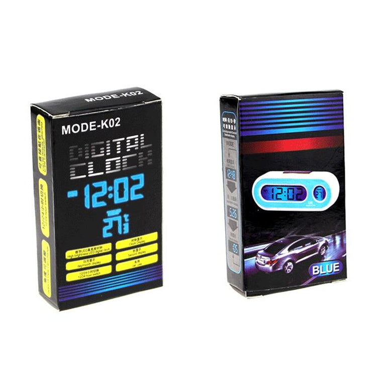 K02 Car Electronic Clock Temperature Meter Night Light LED Temperature Time Meter(Black Blue Light) - In Car by buy2fix | Online Shopping UK | buy2fix