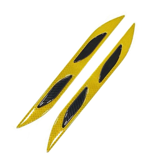 2 Sets Carbon Fiber Warning Sticker Car Anti-Collision Strip Leaf Plate Reflective Sticker Hood Light Eyebrow Anti-Collision Drops Sticker(4 PCS   (Bumper Yellow)) - In Car by buy2fix | Online Shopping UK | buy2fix