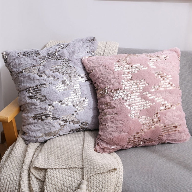 Double-sided Sequin Plush Pillowcase + Pillow Home Living Room Sofa Cushion, Specification: 40x40cm(39 Lightning Sequins Pink) - Home & Garden by buy2fix | Online Shopping UK | buy2fix