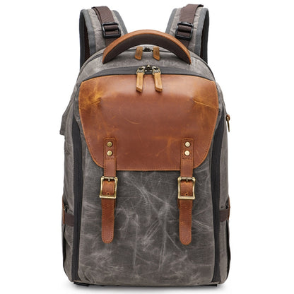 K805 Waterproof Batik Canvas Camera Backpack Outdoor Liner Shoulder Photography Bag(Grey) - Camera Accessories by buy2fix | Online Shopping UK | buy2fix