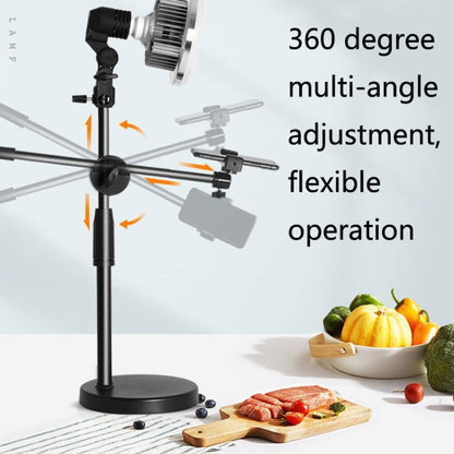 Mobile Phone Live Support Shooting Gourmet Beautification Fill Light Indoor Jewelry Photography Light, Style: 175W Mushroom Lamp + Stand + Overhead Stand - Consumer Electronics by buy2fix | Online Shopping UK | buy2fix