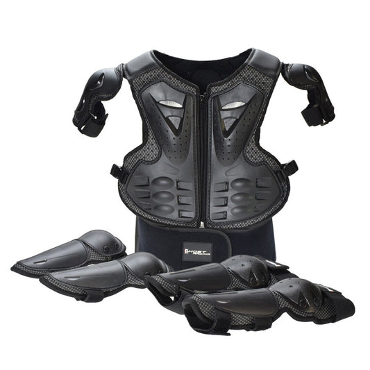 GHOST RACING Motorcycle Protective Gear Children Safety Riding Sport Vest + Knee Pads + Elbow Pads Protective Suit(Black) - In Car by GHOST RACING | Online Shopping UK | buy2fix