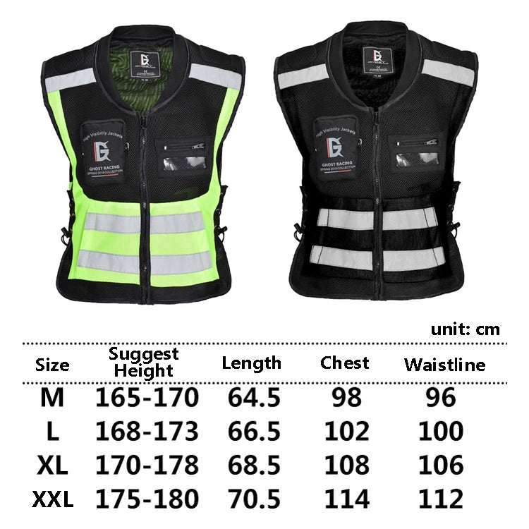 GHOST RACING GR-Y06 Motorcycle Riding Vest Safety Reflective Vest, Size: M(Black) - In Car by GHOST RACING | Online Shopping UK | buy2fix