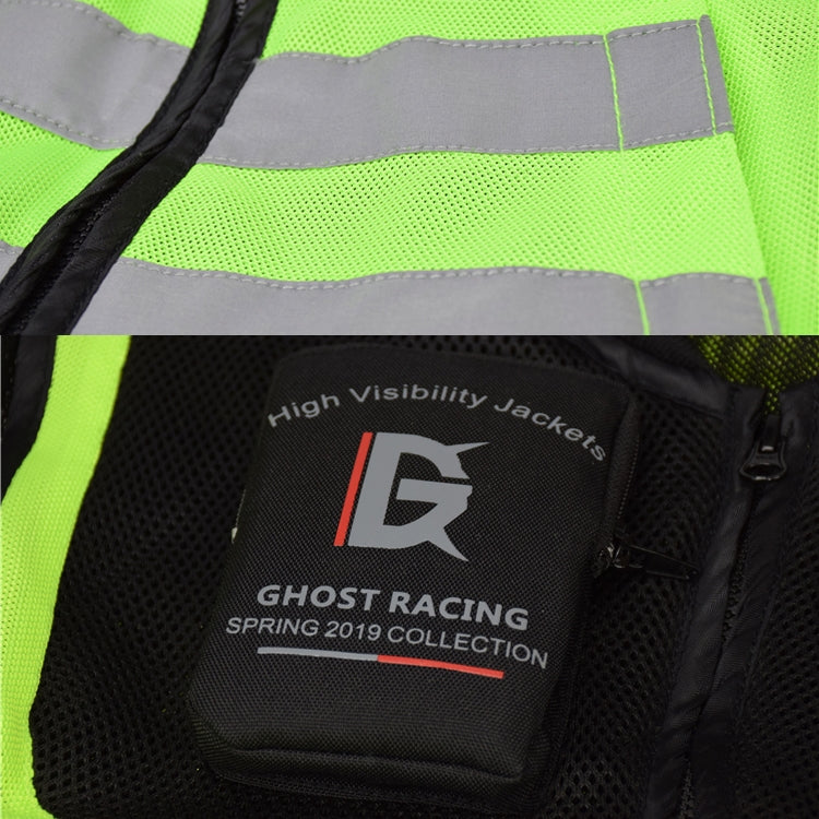 GHOST RACING GR-Y06 Motorcycle Riding Vest Safety Reflective Vest, Size: L(Fluorescent Green) - In Car by GHOST RACING | Online Shopping UK | buy2fix