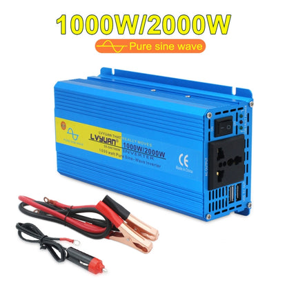 LVYUAN  2000W Car Home Pure Sine Wave Solar Inverter, Specification: 12V To 220V UK Plug - In Car by LVYUAN | Online Shopping UK | buy2fix