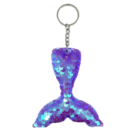 10 PCS Reflective Mermaid Keychain Sequins Mermaid Tail Accessories Car Luggage Pendant(AB Purple 60) - In Car by buy2fix | Online Shopping UK | buy2fix