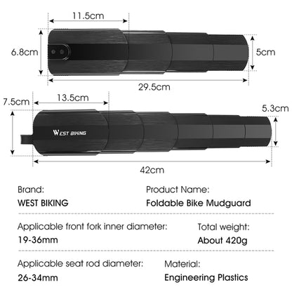 WEST BIKING Mountain Bike Retractable Folding Mudguards(Black) - Outdoor & Sports by buy2fix | Online Shopping UK | buy2fix