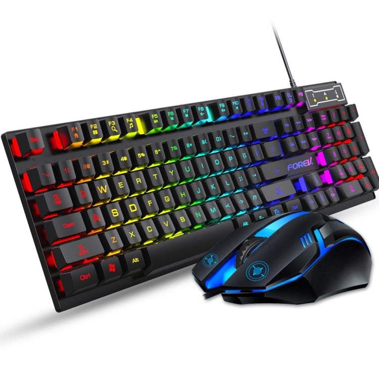 FOREV FV-Q305S Colorful Luminous Wired Spanish Keyboard and Mouse Set(Black) - Wired Keyboard by buy2fix | Online Shopping UK | buy2fix