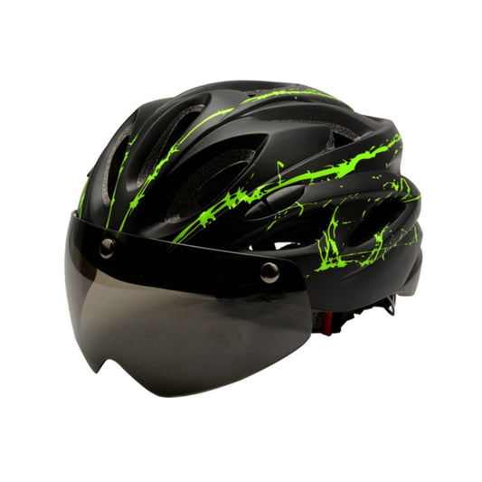 RZ285 Bicycle Outdoor Riding Helmet With Goggles(Black Green) - Protective Helmet & Masks by buy2fix | Online Shopping UK | buy2fix