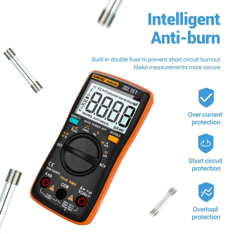 ANENG AN8009 NVC Digital Display Multimeter, Specification: Standard(Black) - Current & Voltage Tester by ANENG | Online Shopping UK | buy2fix