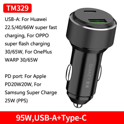 QIAKEY TM329 Dual Port Fast Charge Car Charger - In Car by QIAKEY | Online Shopping UK | buy2fix