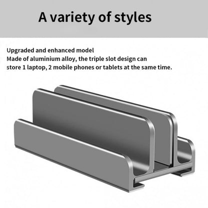 Aluminum Alloy Laptop Tablet Phone Storage Stand, Color: L402 Three Slots (Silver) - Computer & Networking by buy2fix | Online Shopping UK | buy2fix