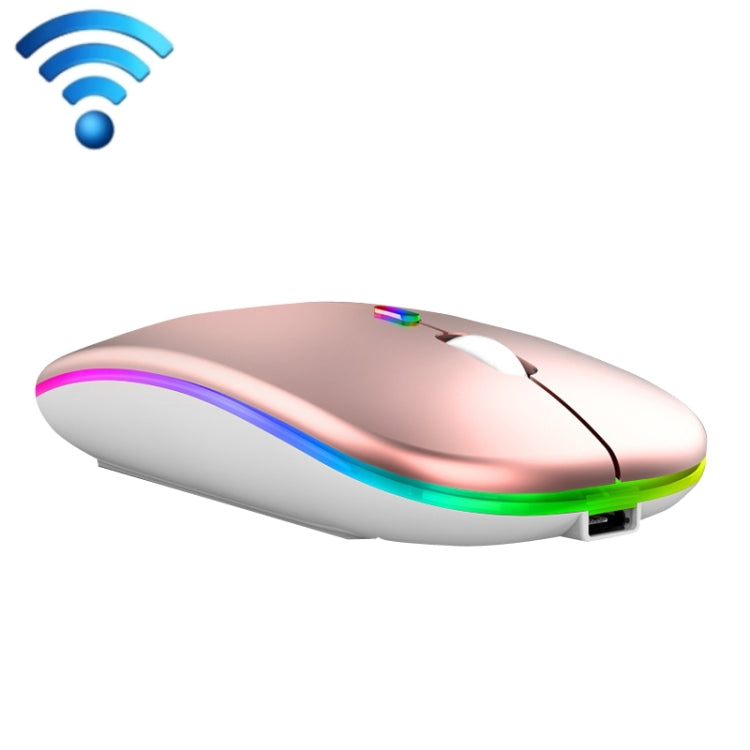 C7002 2400DPI 4 Keys Colorful Luminous Wireless Mouse, Color: Dual-modes Rose Gold - Wireless Mice by buy2fix | Online Shopping UK | buy2fix