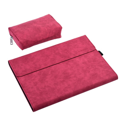 13 inch Leather Tablet Protective Case For Microsoft Surface Pro X, Color: Rose Red + Power Bag - 13.3 inch by buy2fix | Online Shopping UK | buy2fix