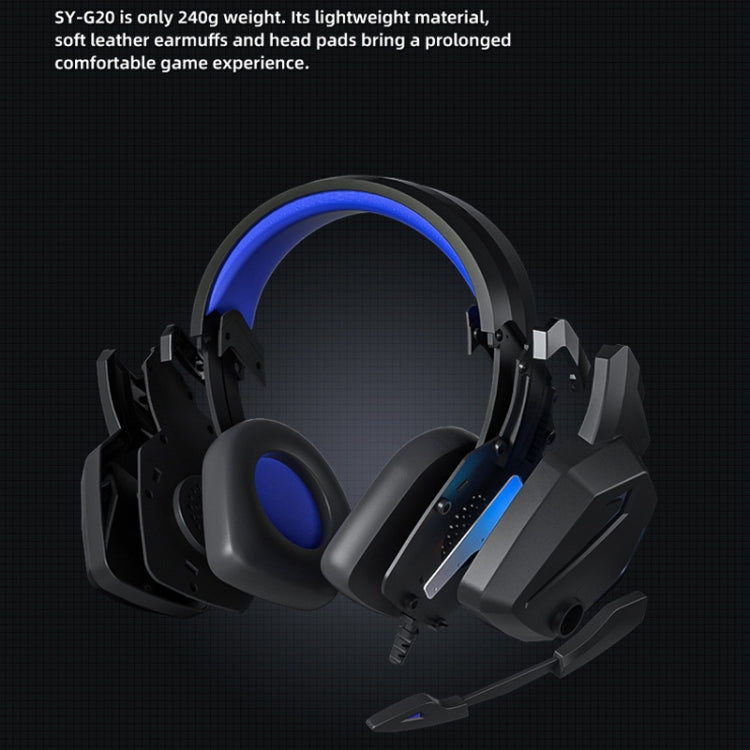 Soyto SY-G20 RGB Dual Streamer Gaming Computer Headset, Style: Lighting Version (Black Blue) - Multimedia Headset by Soyto | Online Shopping UK | buy2fix