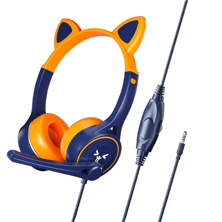 Soyto SY-G30 Cat Ear Computer Headset, Style: Non-luminous Version (Blue Orange) - Multimedia Headset by Soyto | Online Shopping UK | buy2fix