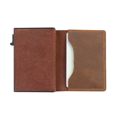 Anti-Theft Positioning Wallet Men Card Holder Mini Wallets For Airtag(Cowhide Brown) - Home & Garden by buy2fix | Online Shopping UK | buy2fix