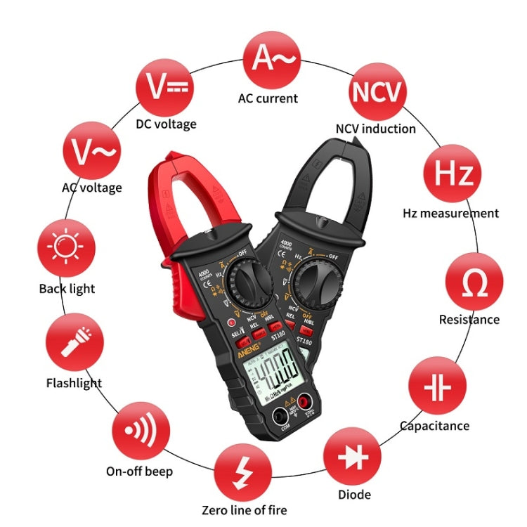 ANENG ST180 Digital Display Clamp AC & DC Intelligent Voltage Multimeter(Black) - Digital Multimeter by ANENG | Online Shopping UK | buy2fix