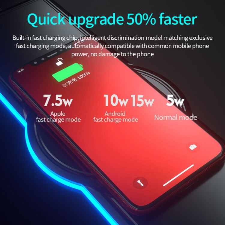 K9186 Multifunctional RGB Lighting Mouse Pad with Wireless Charger(Black) - Mouse Pads by buy2fix | Online Shopping UK | buy2fix