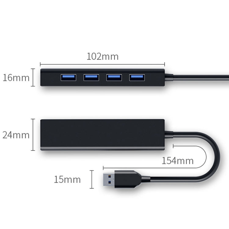 4 X USB 2.0 Ports HUB Converter, Cable Length: 15cm,Style： With Light Bar White - USB 2.0 HUB by buy2fix | Online Shopping UK | buy2fix