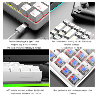 ZIYOU LANG T8 68 Keys RGB Luminous Gaming Mechanical Keyboard, Cable Length:1.6m(White Green Shaft) - Wired Keyboard by ZIYOU LANG | Online Shopping UK | buy2fix