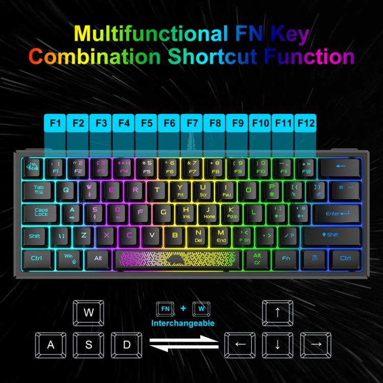 ZIYOU LANG K61 62 Keys RGB Lighting Mini Gaming Wired Keyboard, Cable Length:1.5m(Black) - Wired Keyboard by ZIYOU LANG | Online Shopping UK | buy2fix