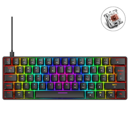 ZIYOU LANG T60 62-Key RGB Luminous Mechanical Wired Keyboard, Cable Length:1.5m(Black Tea Shaft) - Wired Keyboard by ZIYOU LANG | Online Shopping UK | buy2fix