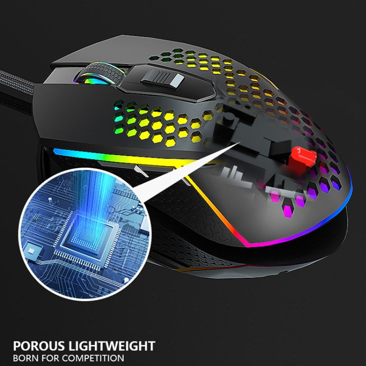 LEAVEN S50 6Keys Macro Definition Programmable RGB Lighted Gaming Wired Mouse, Cable Length: 1.5m(Black) - Wired Mice by LEAVEN | Online Shopping UK | buy2fix