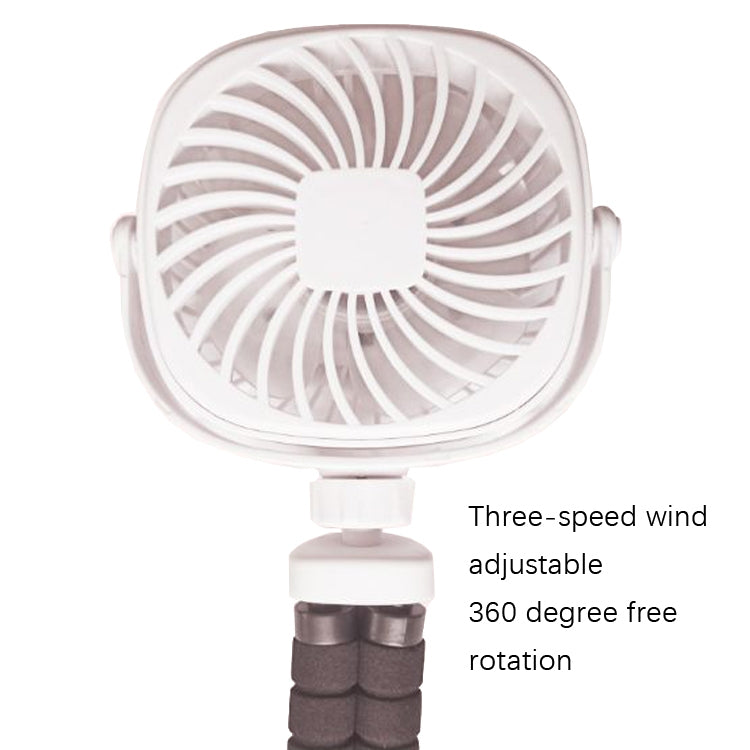 Octopus Stroller Deformation Fan Desktop Portable Handheld USB Small Fan, Colour: 1200mAh White - Electric Fans by buy2fix | Online Shopping UK | buy2fix