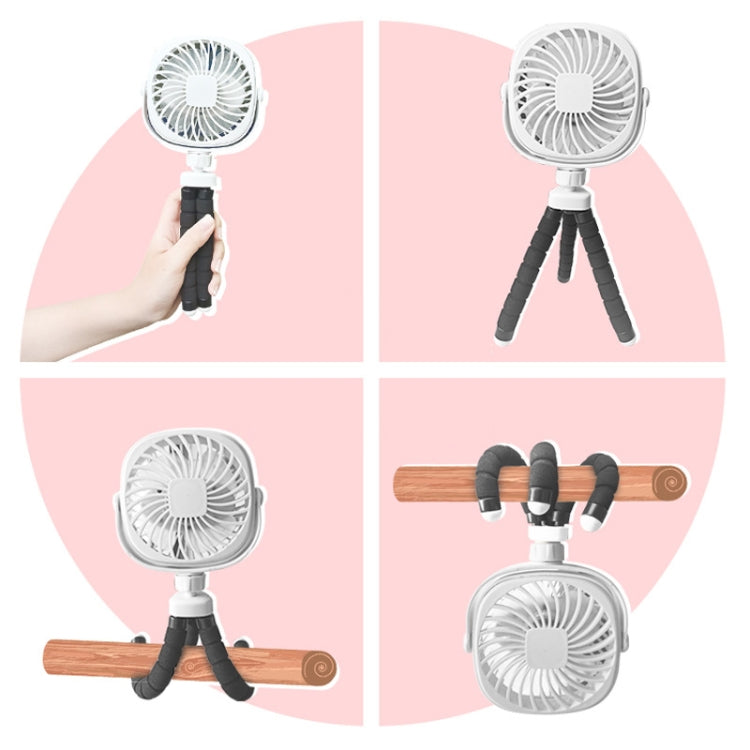 Octopus Stroller Deformation Fan Desktop Portable Handheld USB Small Fan, Colour: 1200mAh White - Electric Fans by buy2fix | Online Shopping UK | buy2fix