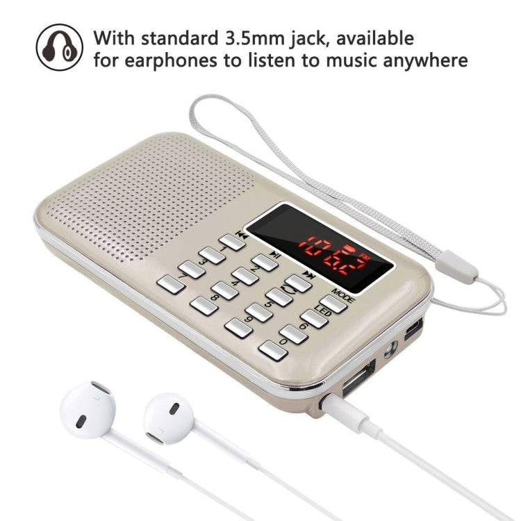 L-218AM  MP3 Radio Speaker Player Support TF Card USB with LED Flashlight Function(White) - Consumer Electronics by buy2fix | Online Shopping UK | buy2fix