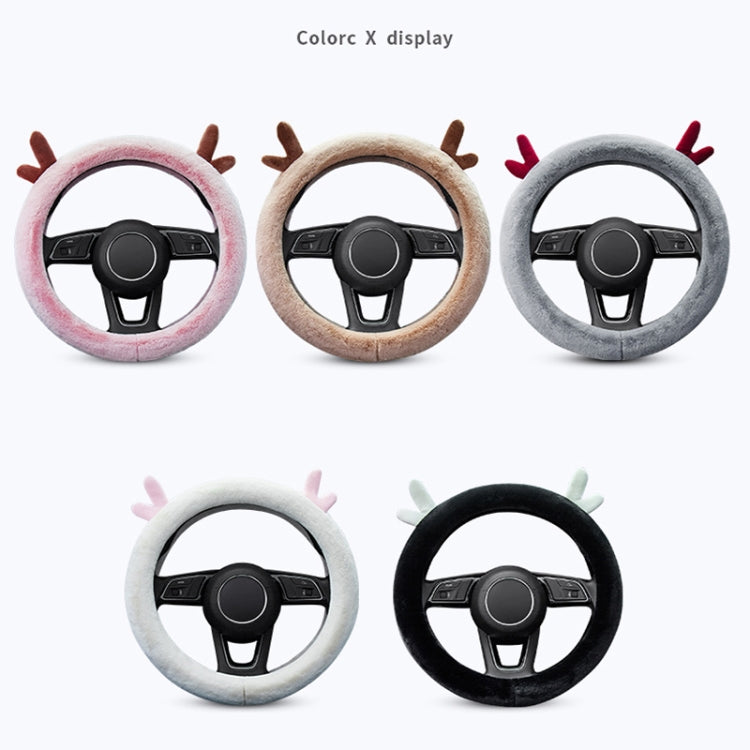 Antler Thick Plush Steering Wheel Cover, Style: O Type (Camel) - In Car by buy2fix | Online Shopping UK | buy2fix