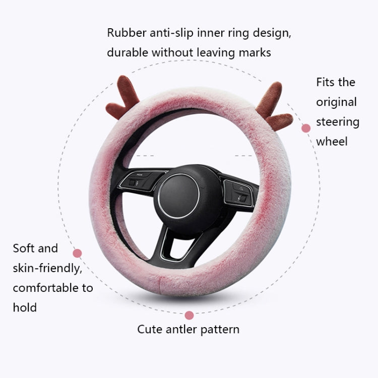 Antler Thick Plush Steering Wheel Cover, Style: D Type (Pink) - In Car by buy2fix | Online Shopping UK | buy2fix