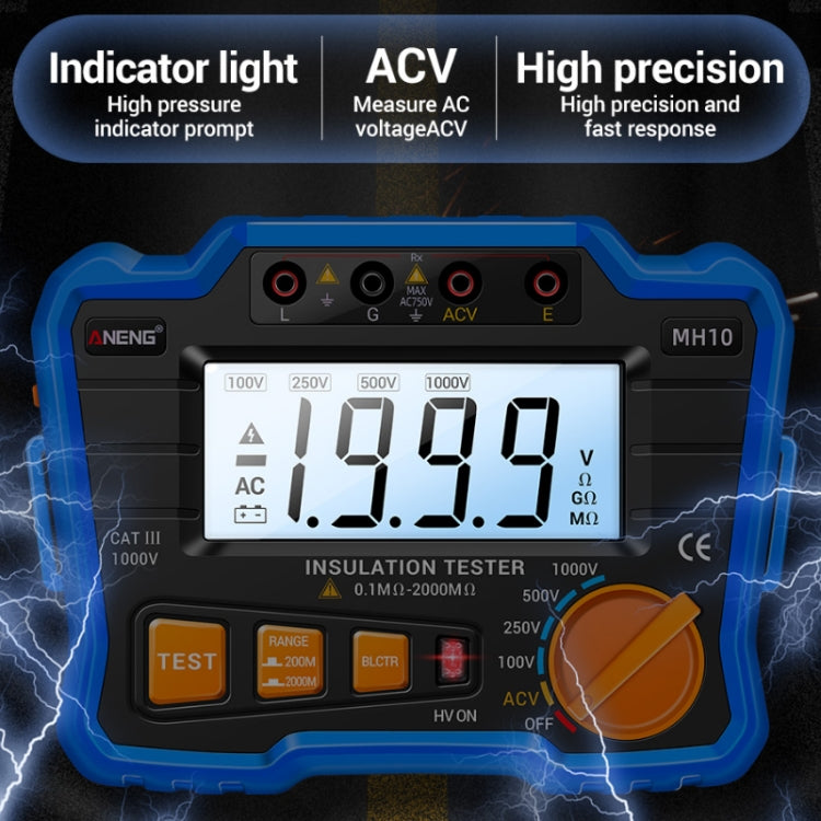 ANENG MH10 Digital High Precision Insulation Resistance Tester(Orange) - Battery & Resistance Tester by ANENG | Online Shopping UK | buy2fix