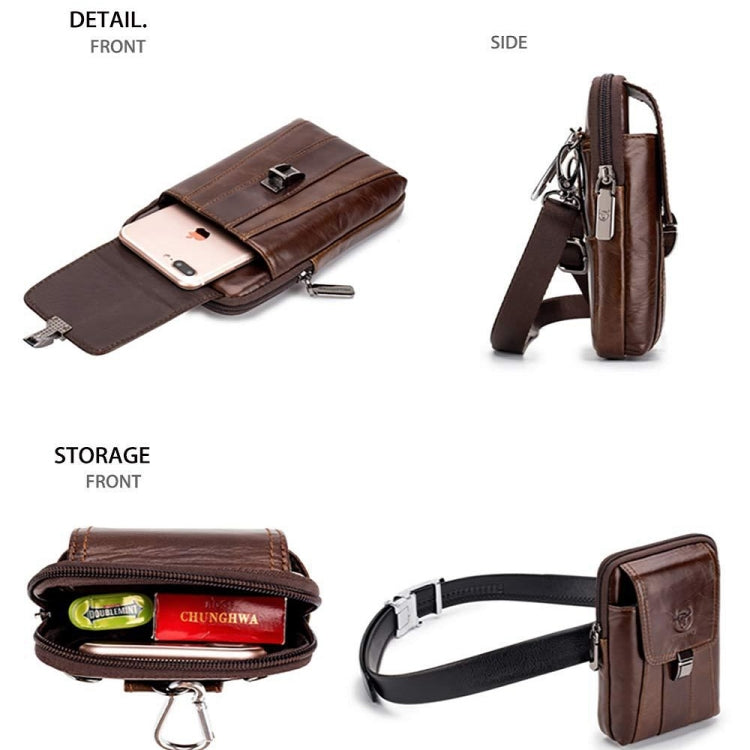 BULL CAPTAIN Multifunctional Leather Mobile Phone Small Waist Bag For Men(Horizontal Brown) - Home & Garden by BULL CAPTAIN | Online Shopping UK | buy2fix