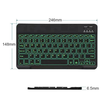 78 Keys 10 Inch RGB Colorful Backlit Bluetooth Keyboard For Mobile Phone / Tablet(Black) - Wireless Keyboard by buy2fix | Online Shopping UK | buy2fix