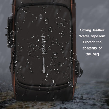 Men Multifunctional Waterproof Password Anti-theft Chest Bag(Black Brown) - Crossbody Bags by buy2fix | Online Shopping UK | buy2fix