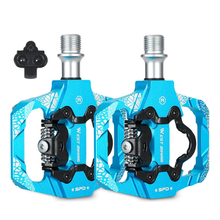 A Pair WEST BIKING YP0802086 Mountain Bike Aluminum Bearing Pedals(Blue) - Pedals by WEST BIKING | Online Shopping UK | buy2fix