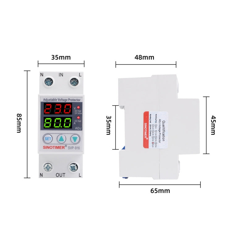 SINOTIMER SVP-916 Adjustable Self-resetting Over-voltage Under-voltage Protector, Current: 63A - Other Tester Tool by SINOTIMER | Online Shopping UK | buy2fix