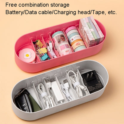 Household Battery Storage Box Data Cable Charger Storage Organizer Box, Color: Pink Single Layer - Storage Boxes by buy2fix | Online Shopping UK | buy2fix