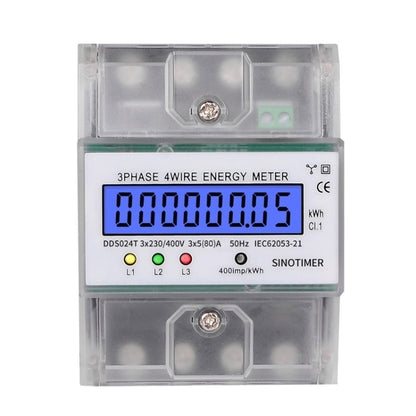 SINOTIMER Three-Phase Backlight Display Electricity Meter 5-100A 400V(DDS024T Transparent Shell) - Current & Voltage Tester by SINOTIMER | Online Shopping UK | buy2fix