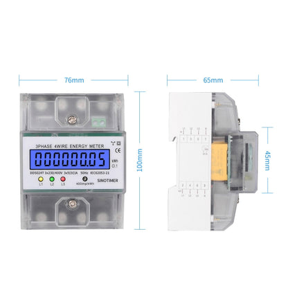 SINOTIMER Three-Phase Backlight Display Electricity Meter 5-100A 400V(DDS024T Transparent Shell) - Consumer Electronics by SINOTIMER | Online Shopping UK | buy2fix