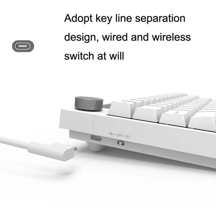 Ajazz K620T 62 Keys Bluetooth Wireless Dual Mode Mechanical Keyboard, Style: Blue Shaft (White) - Wireless Keyboard by Ajazz | Online Shopping UK | buy2fix