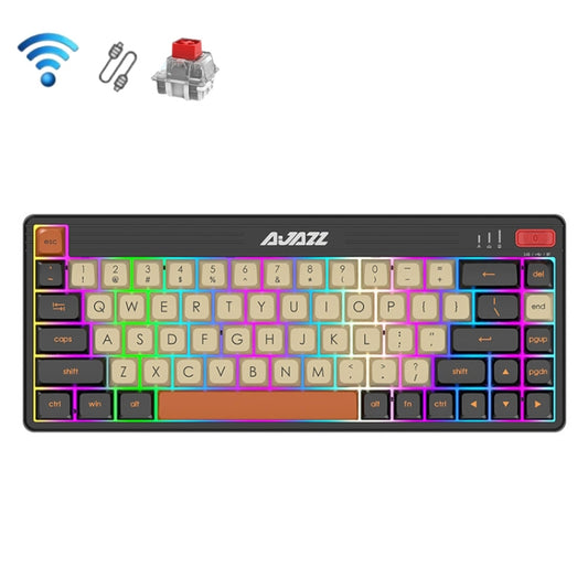 Ajazz K690T 69-key Wireless+Bluetooth+Wired Mechanical RGB Gaming Office Keyboard(Red Shaft) - Wireless Keyboard by Ajazz | Online Shopping UK | buy2fix