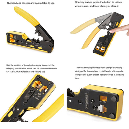 6P8P Seven-type Through-hole Crystal Head  Wire Stripping Tool Network Cable Pliers(Black) - Lan Cable and Tools by buy2fix | Online Shopping UK | buy2fix